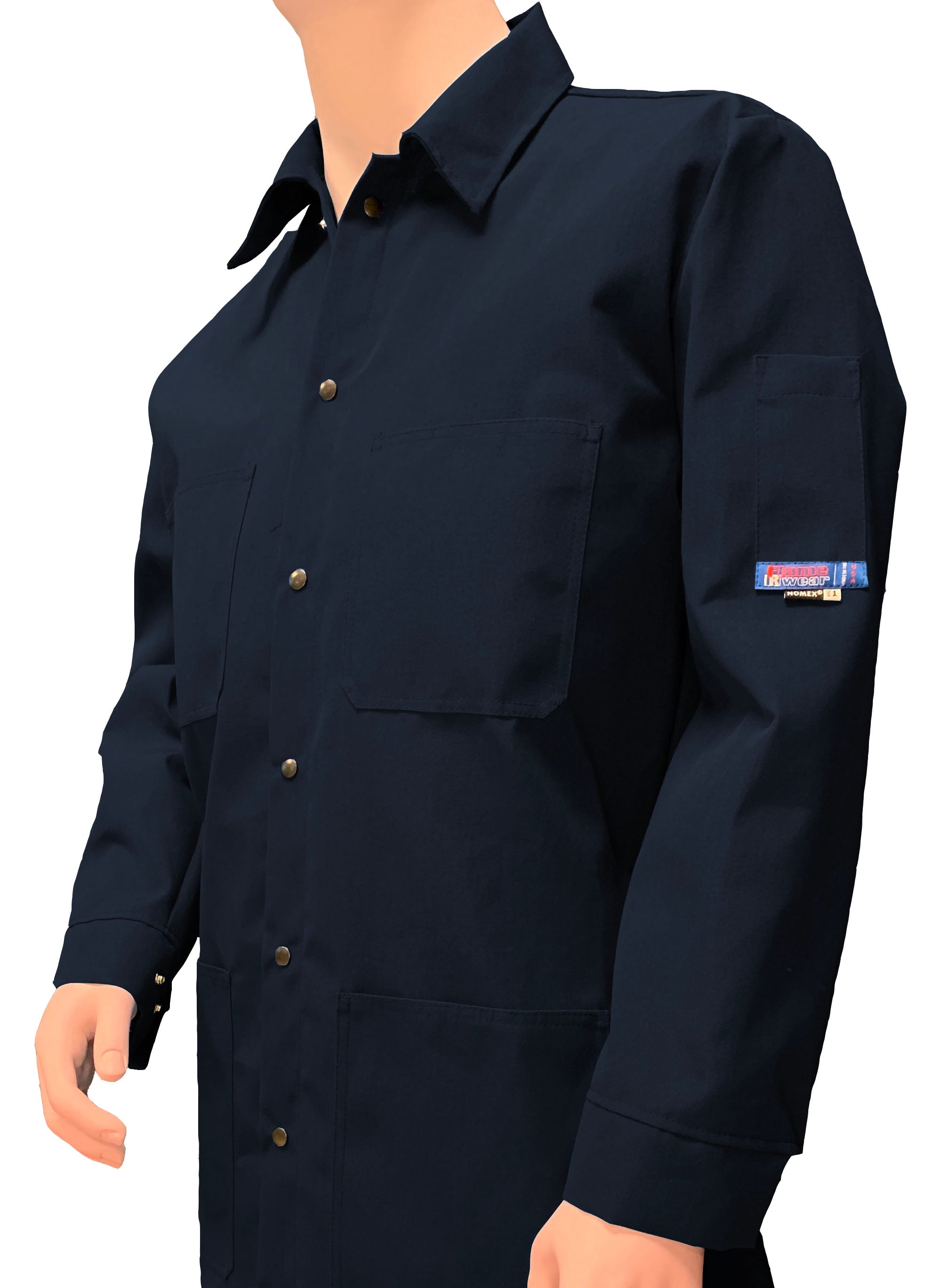 K-FlameRwear, FR Lab Coat Deluxe, fwLn6, Nomex ® 6 oz, Cat1, Royal Blue,Navy