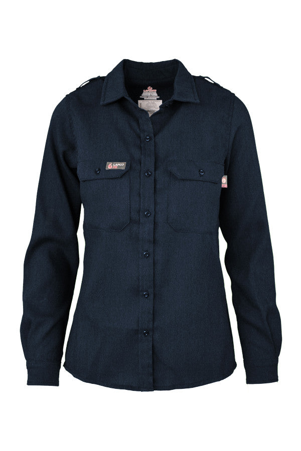 Lapco Ladies  FR Uniform Shirts 5oz. TecaSafe One Inherent TCS5DN NAVY,ROYAL BLUE