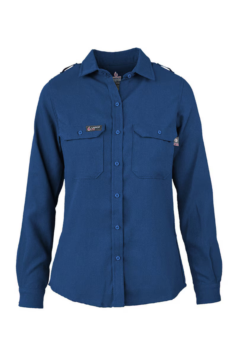 Lapco Ladies  FR Uniform Shirts 5oz. TecaSafe One Inherent TCS5DN NAVY,ROYAL BLUE