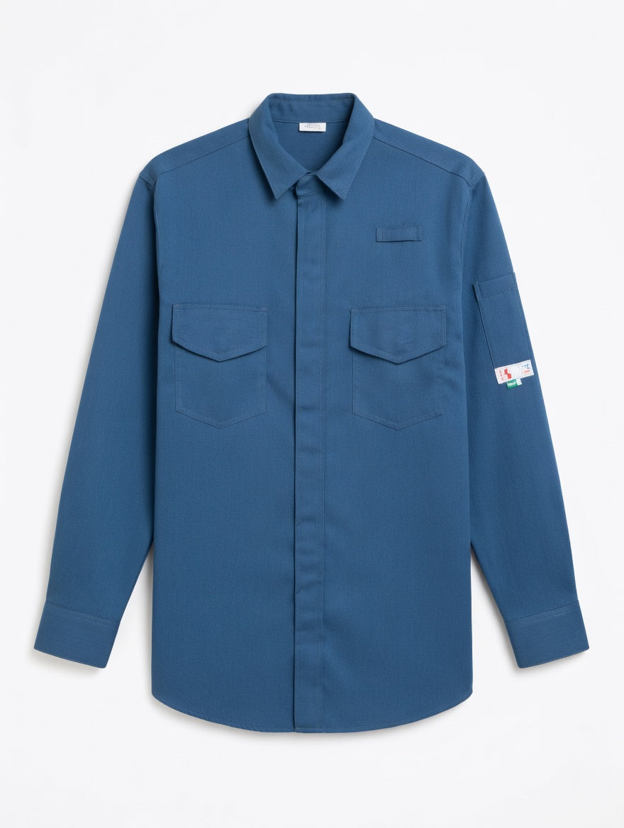 FlameRwear, FR Shirt Deluxe, fwST1-6, Tecasafe One, 5.7 oz, Cat2, Navy, Royal Blue
