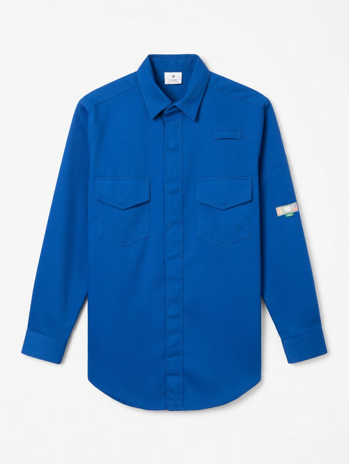 FlameRwear, FR Shirt Deluxe, fwST1-6, Tecasafe One, 5.7 oz, Cat2, Navy, Royal Blue